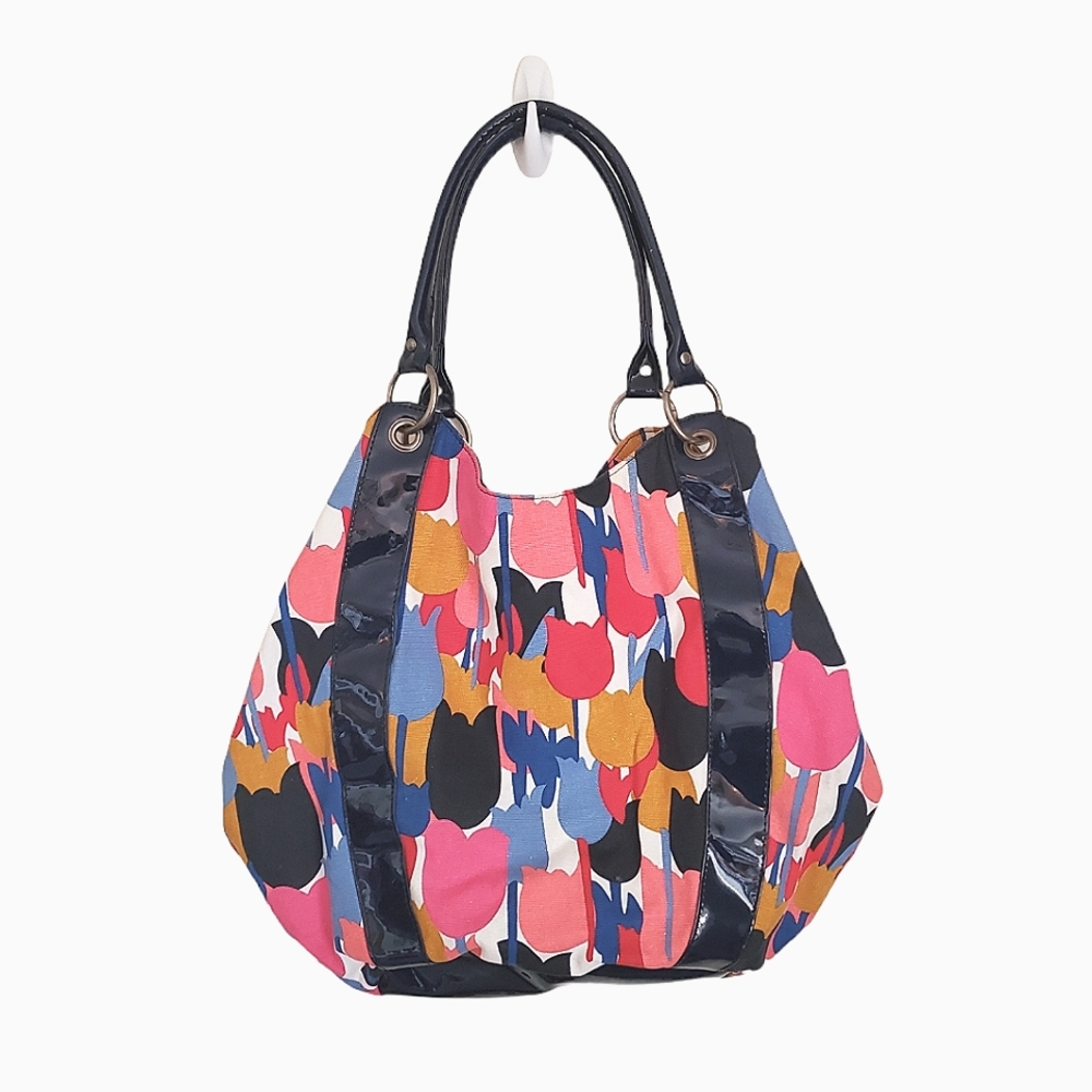 Anthropologie Multicolor Tulip Print Tote - Pink, Blue, Black, Yellow